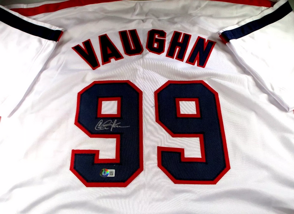 Charlie Sheen "Ricky Vaughn" / Autographed Cleveland Indians Custom Jersey / BAS