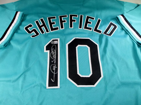 Gary Sheffield / Autographed Florida Marlins Blue Custom Baseball Jersey / BAS