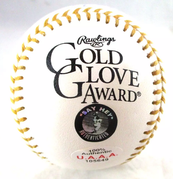 Willie Mays / Autographed Golden Glove Award Logo Baseball / Say Hey Holo & COA