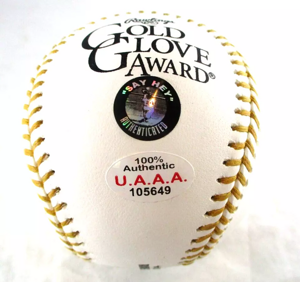 Willie Mays / Autographed Golden Glove Award Logo Baseball / Say Hey Holo & COA