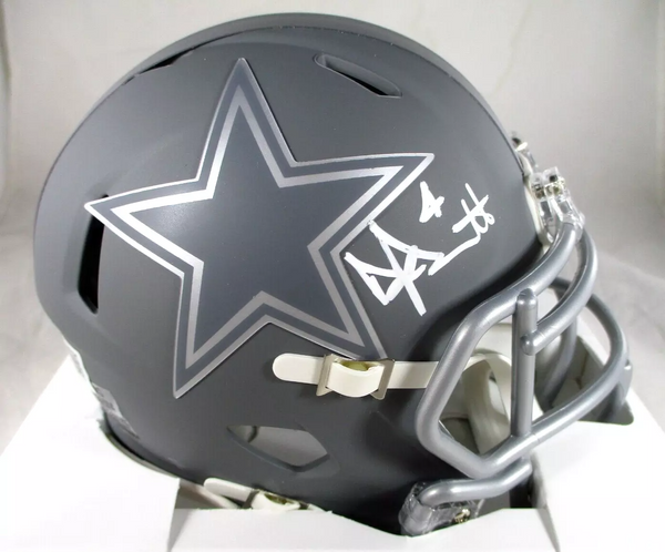 Dak Prescott / Autographed Dallas Cowboys Slate Speed Mini Helmet / Beckett