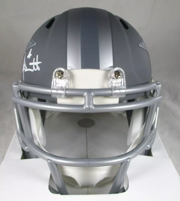 Dak Prescott / Autographed Dallas Cowboys Slate Speed Mini Helmet / Beckett