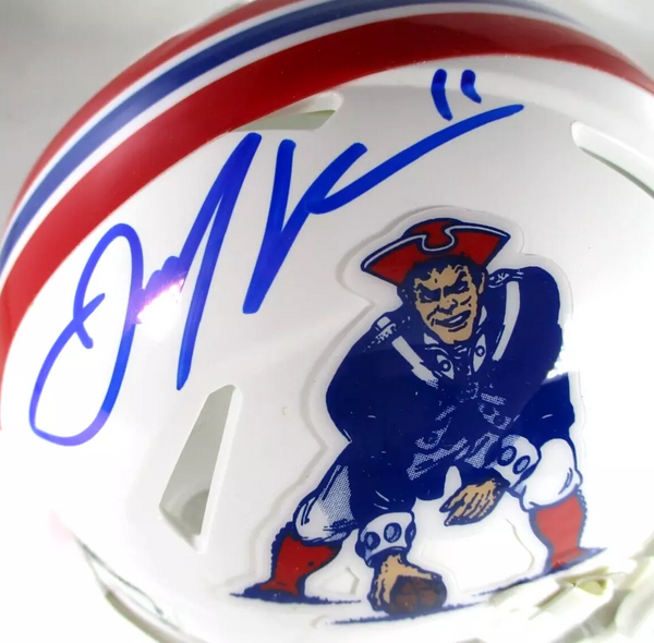 Julian Edelman / Autographed New England Patriots Throwback Mini Helmet / COA