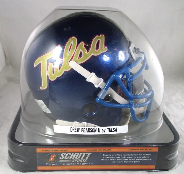 Drew Pearson / Autographed Tulsa Golden Hurricanes Schutt Mini Helmet / JSA